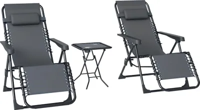 Produktbild von Outsunny Sonnenliege 2er Set klappbar Zero Gravity Liegestuhl mit Kopfstützen