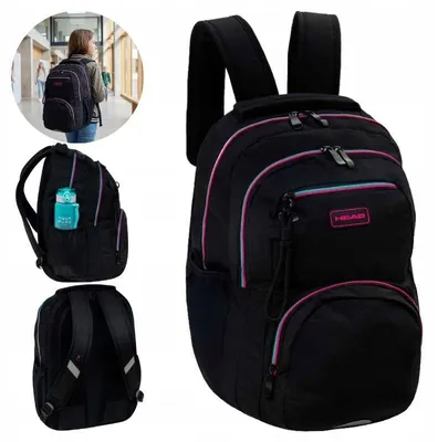 Produktbild von Astra | Schulrucksack, 44 x 32 x 19 cm, schwarz, ergonomisch, wasserabweisend, mit Reflektoren