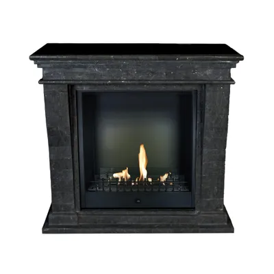Image de Xaralyn cheminée à éthanol - Kreta-Mini BCL-SBP - pierre naturelle noire polie - 3 kW chauffage - cheminée encastrable incluse - cheminée décorative