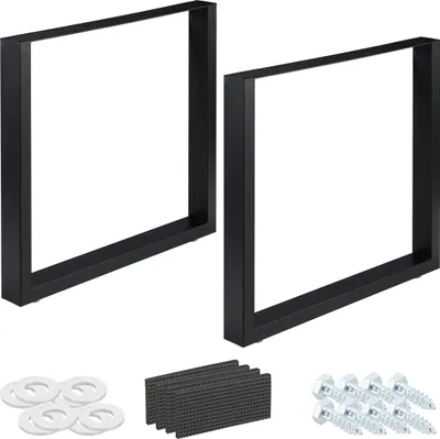 Image de Lot de 2 pieds de table Relaxdays, L x H : 80 x 72 cm, pieds de table en métal pour bureau, table à manger, table basse, style industriel, noir