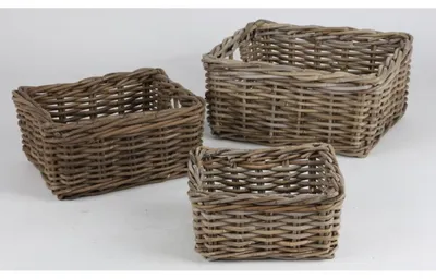Image de set de 3 paniers en osier Paniers de rangement Panier décoratif Panier en bois tressé 23 - 37cm