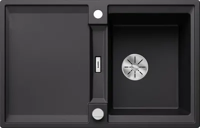 Produktbild von BLANCO ADIRA 45 S Einbauspüle SILGRANIT schwarz ab 45 cm mit Ablauffernbedienung, mit Zubehör