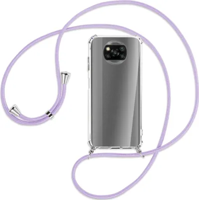 Produktbild von Handykette Backcover-Schutzhülle mit Band (Metall silberfarben) für Xiaomi Poco X3 NFC - violett