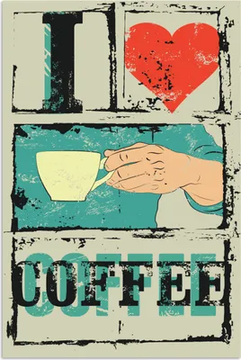 Produktbild von MuchoWow® Poster Kaffee - Zitate - Vintage - Sprichwörter - Ich liebe Kaffee 40x60 cm - Plakate für die Wand - Poster Babyzimmer