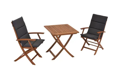Produktbild von Merxx Gartenmöbelset Comodoro 5tlg., 2 Klappsessel, 2 Auflagen, 1 Klapptisch 70 x 70 cm - Eukalyptus
