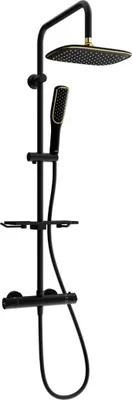 Image de Mexen KT49 ensemble de douche apparent avec pomme de douche et robinet thermostatique, noir/or - 771504993-75