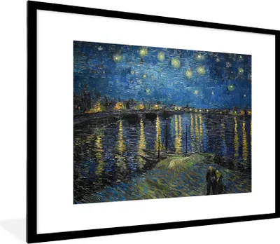 Produktbild von MuchoWow® Gerahmtes Poster Van Gogh - Brücke - Alte Meister 80x60 cm - Poster mit Schwarzem Bilderrahmen Wandposter Rahmen Foto Bilder - Schlafzimmer-Dekorationen - Fotoposter