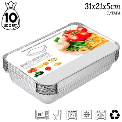 Zdjęcie produktu dla Pojemniki aluminiowe - do pieczenia i grillowania - 31 x 21 x 5 cm - zestaw 16 sztuk - do piekarnika, grilla i zamrażarki