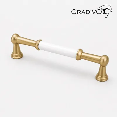 Produktbild von Möbelgriff Küchengriffe Schrankgriff Bügelgriff Schubladengriffe 306 Gold - Weiß 128 mm