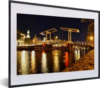 Produktbild von MuchoWow® MuchoWow® Gerahmtes Poster Haarlem - Brücke - Wasser 40x30 cm - Poster mit zchwarzem Bilderrahmen - Bilderrahmen - Poster im Rahmen