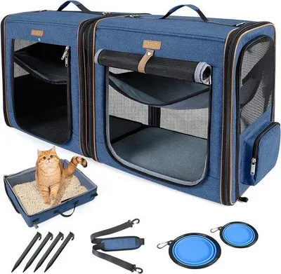 Immagine prodotto di Trasportino per animali domestici di taglia media, apribile, blu
