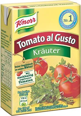 A carton of Knorr Tomato al Gusto Kräuter pasta sauce.
