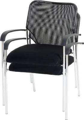 Obrázok produktu pre sada 2 stoličiek pre návštevníkov Tulsa, konferenčná stolička stohovateľná, látka/textil ~ sedadlo čierne, operadlo čierne