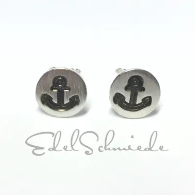 Produktbild von Edelschmiede925 Ohrstecker 925 Silber matt mit Anker geschwärzt