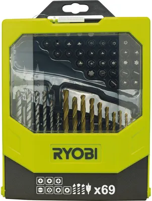 Produktbild von Ryobi RAK69MIX Bit- und Bohrerset 69.-tlg. Zuberhörset Schwarz/Grün