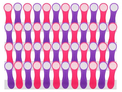 Produktbild von 48 Wäscheklammern mit Federn aus Edelstahl und Soft Grip Lila-Pink