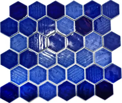Produktbild von Mosaikfliese Keramik Mosaik Hexagonal blau glänzend Küche Wand Bad MOS11K-SAN7_f