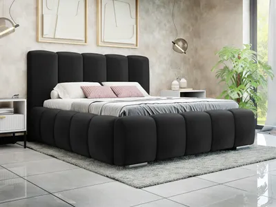 Obrázek produktu pro Čalouněná manželská postel 140x200 MIDKIFF - černá