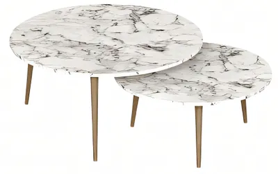 Image de Tables d'appoint Bois Blanc Moderne Set élégant