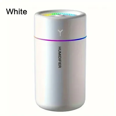 Produktbild von Mini-Luftbefeuchter mit buntem LED-Licht, Ultraschall-Nebel und Aromafunktion, USB-betrieben für Auto, Büro und Schlafzimmer - Weiß