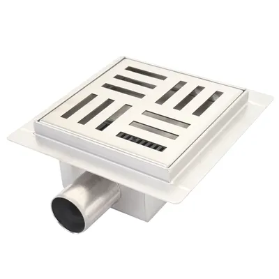 Produktbild von Duschablauf HWC-D95b, Bodenablauf Abflussrinne Bad, Edelstahl Siphon 15x15cm