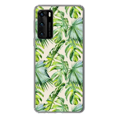 Produktbild von MuchoWow® Handyhülle Schutzhülle Hülle für Huawei P40 Blätter - Muster - Monstera Silikon Softcase Handy Hülle - Handytasche