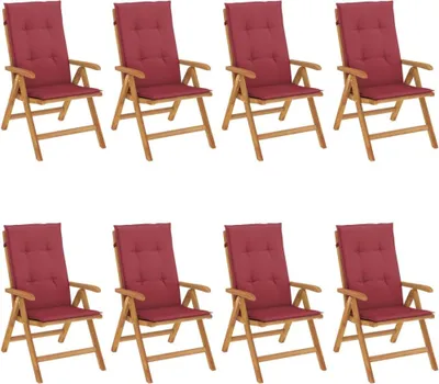 Produktbild von vidaXL Klappstühle Verstellbar mit Auflagen 8 Stk. Massivholz Teak