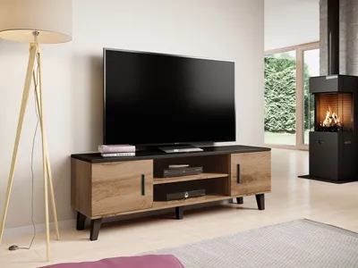 Obrázok produktu pre TV stolík 160 cm OLINA - dub wotan / čierny