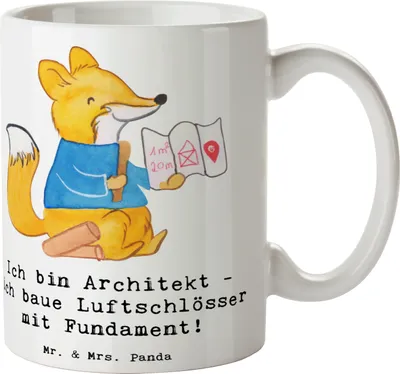 Produktbild von Mr. & Mrs. Panda Becher Architekt Luftschlösser - Weiß - Geschenk, Berufsleben, Geschenktasse, Tasse, kaffeebecher keramik, Präzision, Berufsprodukte, Pott, Kaffeetasse