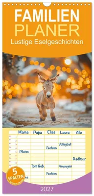 Produktbild von Familienplaner 2027 - Lustige Eselgeschichten mit 5 Spalten (Wandkalender, 21 x 45 cm) CALVENDO