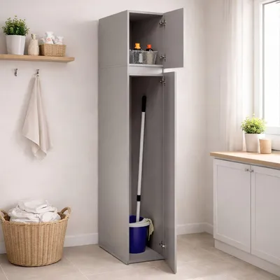 Immagine prodotto di Gilroy - Armadio Multiuso 2 Ante, 35x195h cm Grigio, 3 Ripiani Italy