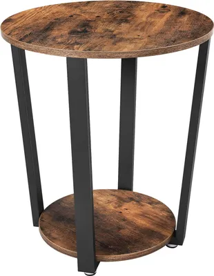 Produktbild von VASAGLE Beistelltisch, runder Tisch mit Stahlgestell, für Wohnzimmer, Schlafzimmer, einfache Montage, industriell, rustikal braun und schwarz