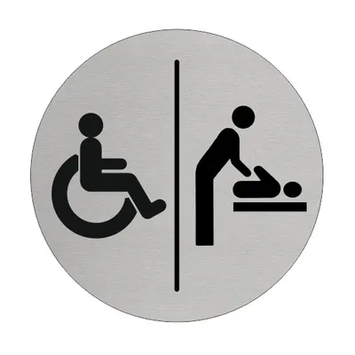 Produktbild von CombiCraft Aluminium Türschild 'Invalid Wickeltisch' - Ø75mm mit 3M-Klebeband