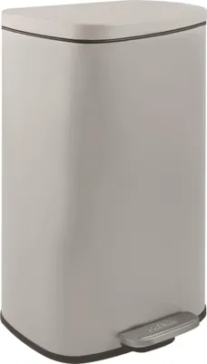 Image de Spirella Poubelle 50 litres en inox avec abaissement automatique et seau intérieur "Akira" Cuisine Poubelle Softclose Taupe mat