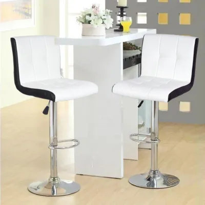 Produktbild von 2er-Set Barhocker aus Kunstleder, Höhenverstellbar, 360° frei drehbar Weiß-Schwarz