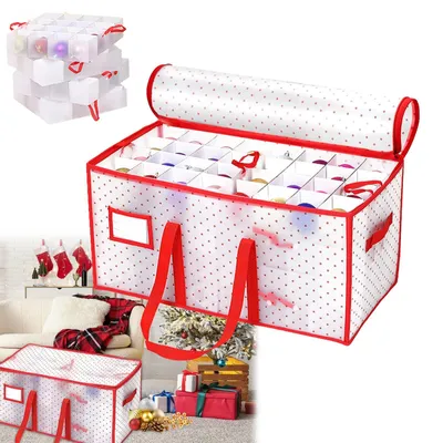 Aufbewahrungsbox für Christbaumkugeln, XL, 128 Fächer, verstellbare Trennwände