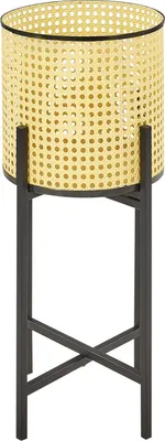 Zdjęcie produktu dla BELIANI Doniczka na stojaku beżowa metalowa 25 x 25 x 60 cm kwietnik stojący stojak na kwiaty do salonu nowoczesne