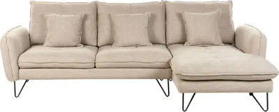 Zdjęcie produktu dla BELIANI Regulowana sofa narożna beżowa tapicerowana szenilem metalowe nóżki regulowane oparcie lewostronna z poduchami