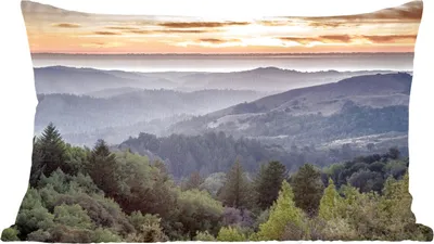 Produktbild von MuchoWow® Zierkissen Sofakissen Wohnzimmer Dekokissen 60x40 cm Berge - Sonne - Wald - Landschaft - Kopfkissen - Polster mit Foto