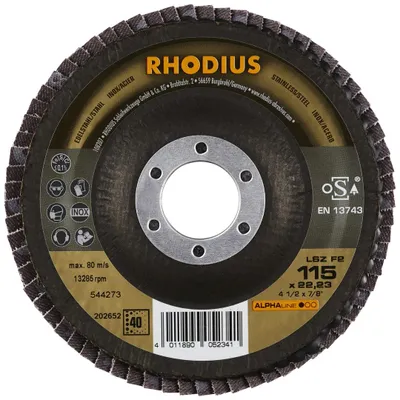 Produktbild von Rhodius Schleifscheibe LSZ F2 115x22,23mm Körnung 40 Edelstahl Alphaline - 202652