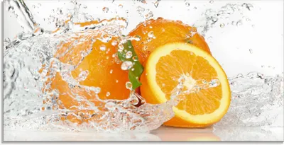 Produktbild von ARTland Glasbild Orange mit Spritzwasser Größe: 100x50 cm