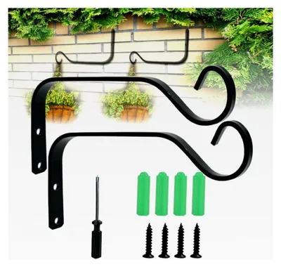 Produktbild von 2 Stück Pflanzenhalterung Wandhalter für Blumenampeln 18,5 cm Schwarz