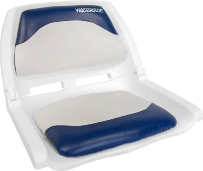 Produktbild von Waterside Captain Deluxe Allwetter Bootssitz mit Polster(Boat Seat), weiß/blau