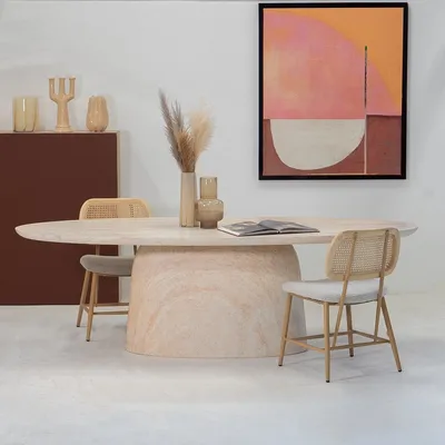 Productafbeelding van Eettafel Myrna Ovaal Travertin 200cm - Giga Meubel