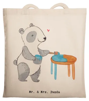 Produktbild von Mr. & Mrs. Panda Schultasche Panda Möbel restaurieren - Transparent - Geschenk, Antike, Tasche, Restaurator, Tote Bag, Shopping, Handwerk, Jutebeutel, Schulbeutel