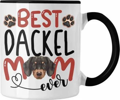 Produktbild von Trendation - Dackel Mom Besitzerin Tasse Geschenk Lustiger Spruch Geschenkidee Besitzerin Dackel Mama (Schwarz)
