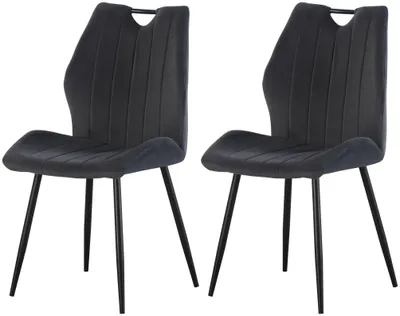 Productafbeelding van xonox.home Set van 2 stoelen, model Christin, met velourslook, kleur antraciet. (Breedte/Hoogte/Diepte): 52 x 75 x 58 cm