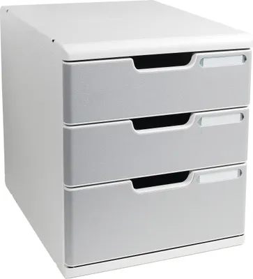 Produktbild von Exacompta Schubladenbox MODULO A4, 3 geschlossene Schubladen, Steingrau, 325041D