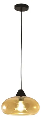 Immagine prodotto di Lampada a Sospensione Ela 27cm in Metallo e Vetro Soffiato Ambra, attacco E27, design moderno ed elegante per illuminazione d'interni