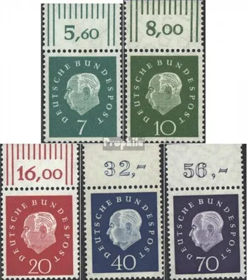 Produktbild von Briefmarken BRD (BR.Deutschland) 1959 Mi 302OR-306OR Oberrandstück (kompl.Ausg.) postfrisch Heuss